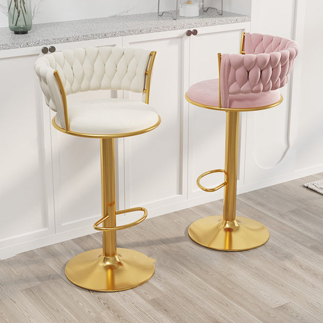 Modern Style Adjustable Backrest Counter Stool with Gold Base and Leather Cushion Clearhalo 'Bar Furniture' 'Bar Stools' 'bar_stools' 'furn' 'furn_bar_stools' 'Furniture' 'Kitchen & Dining Furniture' 7795310