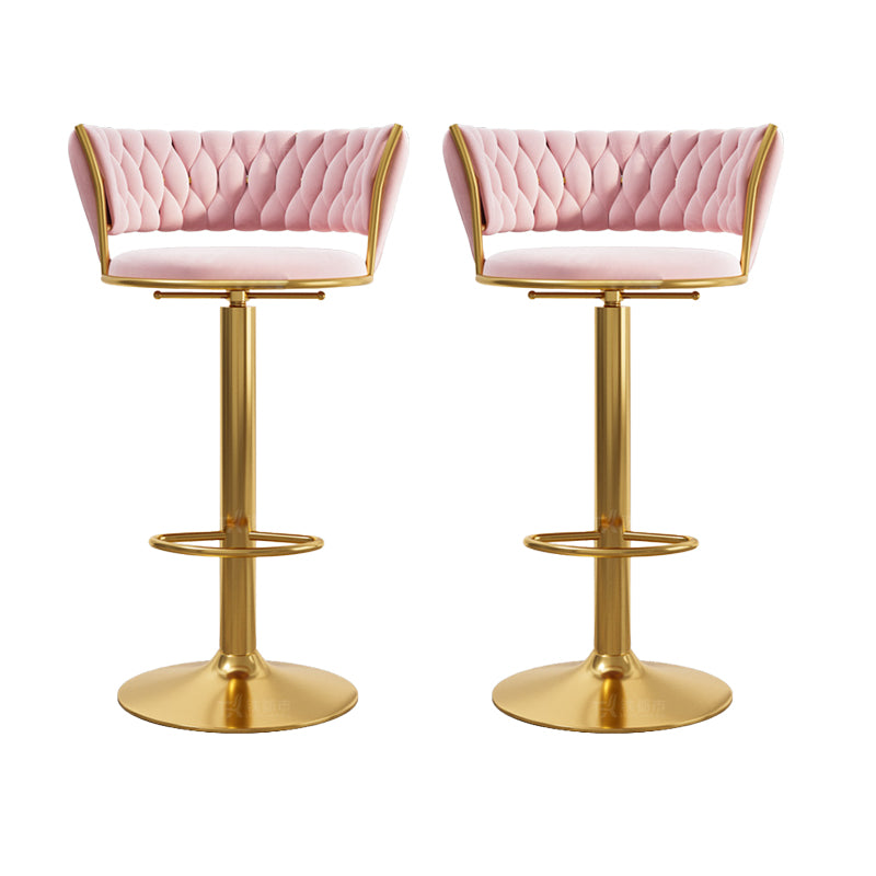 Modern Style Adjustable Backrest Counter Stool with Gold Base and Leather Cushion Pink 2 Piece Set Clearhalo 'Bar Furniture' 'Bar Stools' 'bar_stools' 'furn' 'furn_bar_stools' 'Furniture' 'Kitchen & Dining Furniture' 7795311