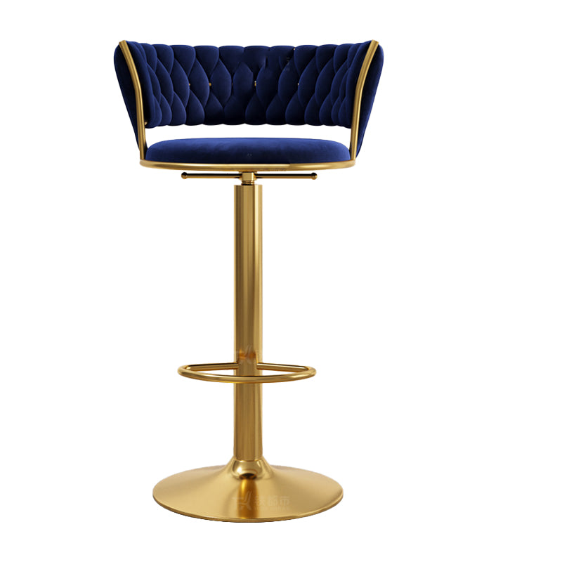 Modern Style Adjustable Backrest Counter Stool with Gold Base and Leather Cushion Blue 1 Piece Clearhalo 'Bar Furniture' 'Bar Stools' 'bar_stools' 'furn' 'furn_bar_stools' 'Furniture' 'Kitchen & Dining Furniture' 7795315