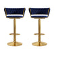 Modern Style Adjustable Backrest Counter Stool with Gold Base and Leather Cushion Blue 2 Piece Set Clearhalo 'Bar Furniture' 'Bar Stools' 'bar_stools' 'furn' 'furn_bar_stools' 'Furniture' 'Kitchen & Dining Furniture' 7795316