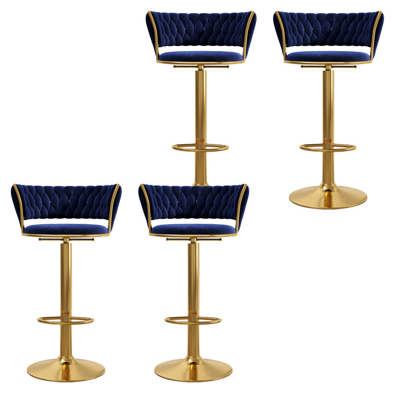 Modern Style Adjustable Backrest Counter Stool with Gold Base and Leather Cushion Blue 4 Piece Set Clearhalo 'Bar Furniture' 'Bar Stools' 'bar_stools' 'furn' 'furn_bar_stools' 'Furniture' 'Kitchen & Dining Furniture' 7795317