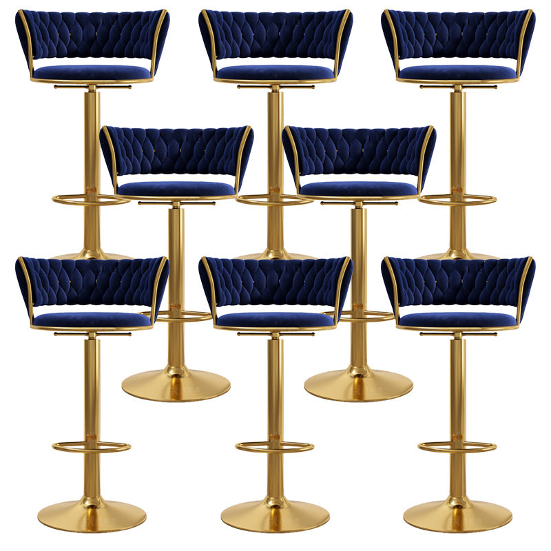 Modern Style Adjustable Backrest Counter Stool with Gold Base and Leather Cushion Blue 8 Piece Set Clearhalo 'Bar Furniture' 'Bar Stools' 'bar_stools' 'furn' 'furn_bar_stools' 'Furniture' 'Kitchen & Dining Furniture' 7795319