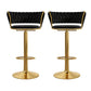 Modern Style Adjustable Backrest Counter Stool with Gold Base and Leather Cushion Black 2 Piece Set Clearhalo 'Bar Furniture' 'Bar Stools' 'bar_stools' 'furn' 'furn_bar_stools' 'Furniture' 'Kitchen & Dining Furniture' 7795321