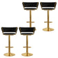 Modern Style Adjustable Backrest Counter Stool with Gold Base and Leather Cushion Black 4 Piece Set Clearhalo 'Bar Furniture' 'Bar Stools' 'bar_stools' 'furn' 'furn_bar_stools' 'Furniture' 'Kitchen & Dining Furniture' 7795322