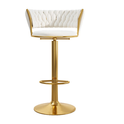 Modern Style Adjustable Backrest Counter Stool with Gold Base and Leather Cushion White 1 Piece Clearhalo 'Bar Furniture' 'Bar Stools' 'bar_stools' 'furn' 'furn_bar_stools' 'Furniture' 'Kitchen & Dining Furniture' 7795325