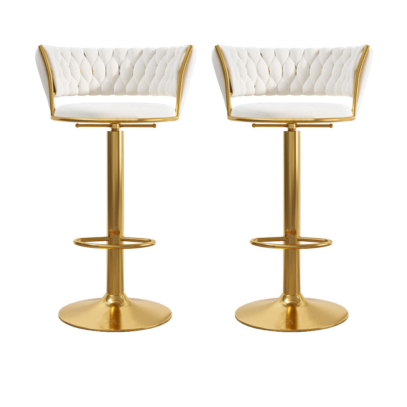 Modern Style Adjustable Backrest Counter Stool with Gold Base and Leather Cushion White 2 Piece Set Clearhalo 'Bar Furniture' 'Bar Stools' 'bar_stools' 'furn' 'furn_bar_stools' 'Furniture' 'Kitchen & Dining Furniture' 7795326