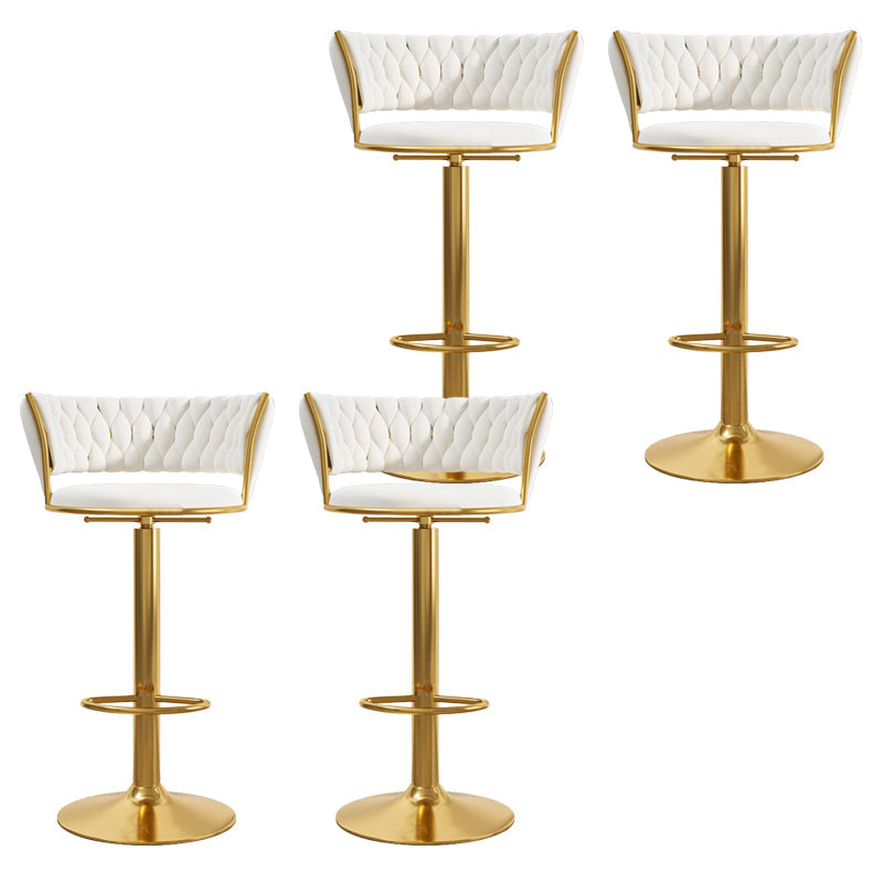 Modern Style Adjustable Backrest Counter Stool with Gold Base and Leather Cushion White 4 Piece Set Clearhalo 'Bar Furniture' 'Bar Stools' 'bar_stools' 'furn' 'furn_bar_stools' 'Furniture' 'Kitchen & Dining Furniture' 7795327