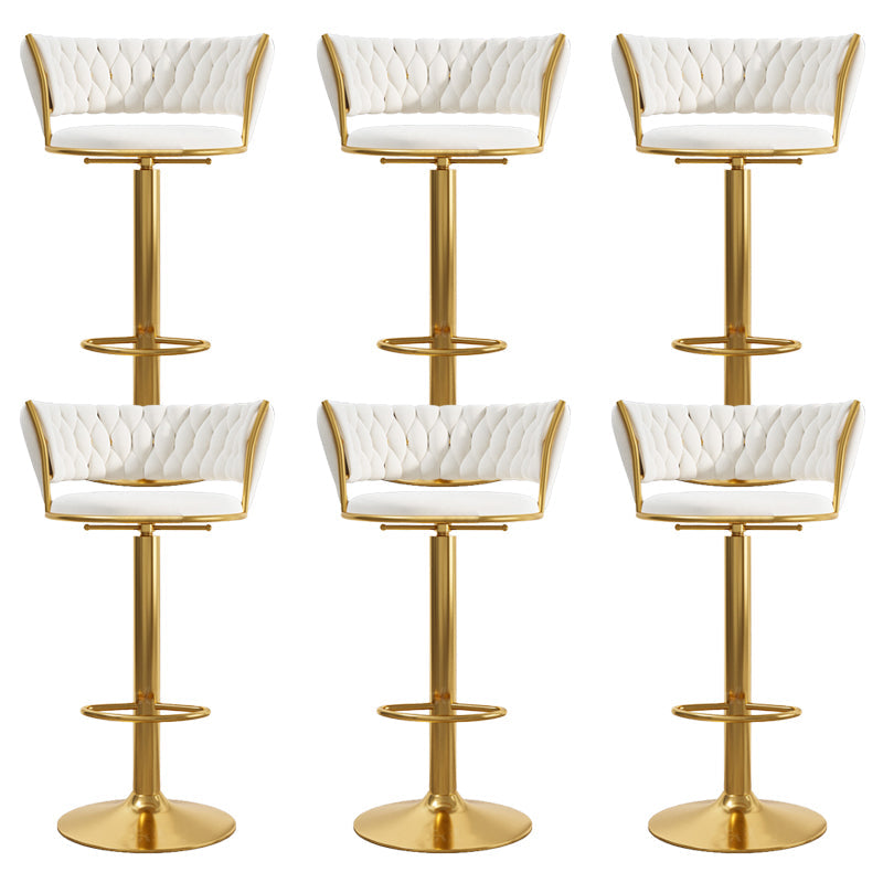 Modern Style Adjustable Backrest Counter Stool with Gold Base and Leather Cushion White 6 Piece Set Clearhalo 'Bar Furniture' 'Bar Stools' 'bar_stools' 'furn' 'furn_bar_stools' 'Furniture' 'Kitchen & Dining Furniture' 7795328