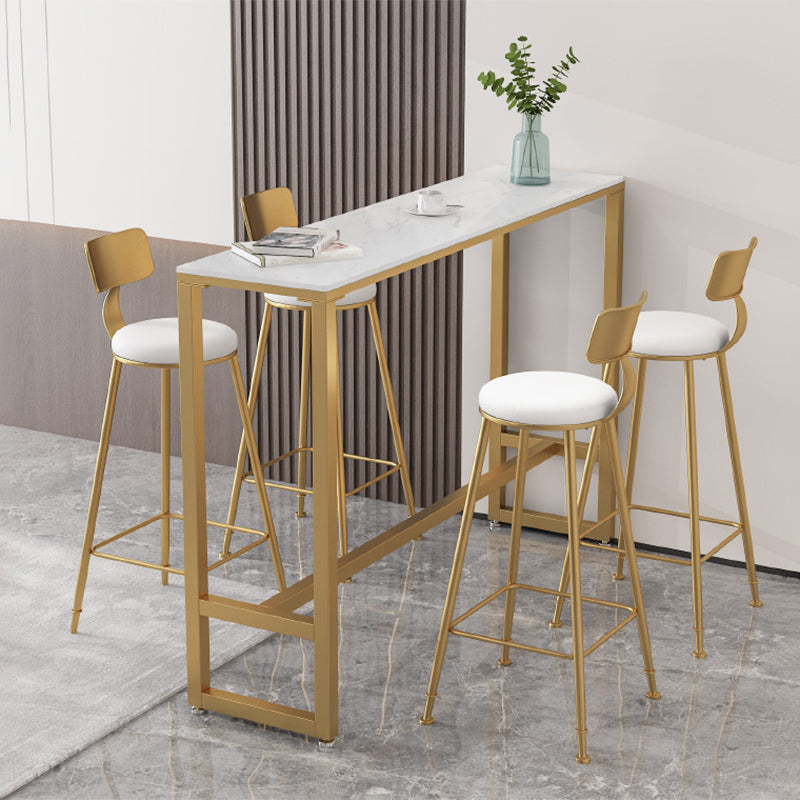 Modern Style 3/5 Pieces Faux Marble Rectangular Bar Table Set for Living Room