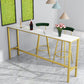 Modern Faux Marble Rectangle White Top Trestle Bar Dining Table for Kitchen Clearhalo 'Bar Furniture' 'Bar Tables' 'bar_tables' 'furn' 'furn_bar_tables' 'Furniture' 'Kitchen & Dining Furniture' 7795495