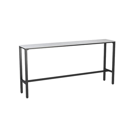 Modern Faux Marble Rectangle White Top Trestle Bar Dining Table for Kitchen Black Without Chairs Clearhalo 'Bar Furniture' 'Bar Tables' 'bar_tables' 'furn' 'furn_bar_tables' 'Furniture' 'Kitchen & Dining Furniture' 7795496