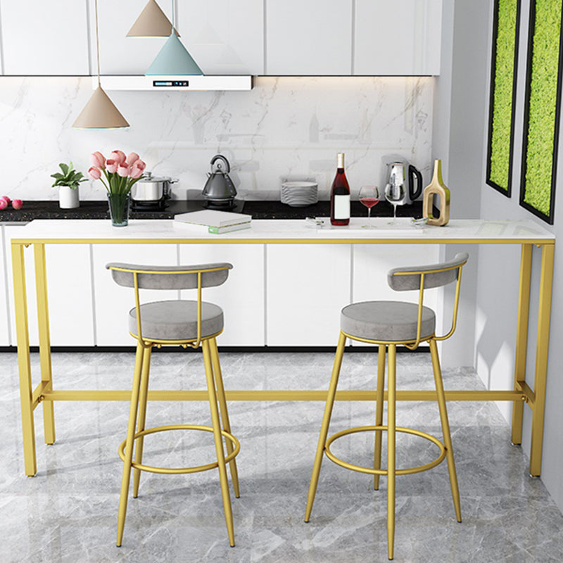 Modern Faux Marble Rectangle White Top Trestle Bar Dining Table for Kitchen Clearhalo 'Bar Furniture' 'Bar Tables' 'bar_tables' 'furn' 'furn_bar_tables' 'Furniture' 'Kitchen & Dining Furniture' 7795504