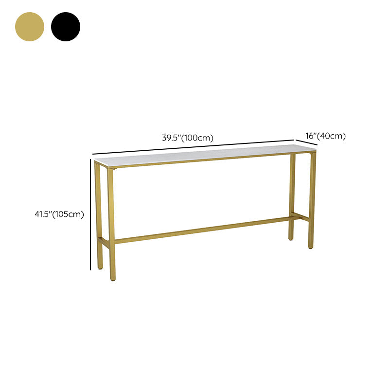 Modern Faux Marble Rectangle White Top Trestle Bar Dining Table for Kitchen Clearhalo 'Bar Furniture' 'Bar Tables' 'bar_tables' 'furn' 'furn_bar_tables' 'Furniture' 'Kitchen & Dining Furniture' 7795506