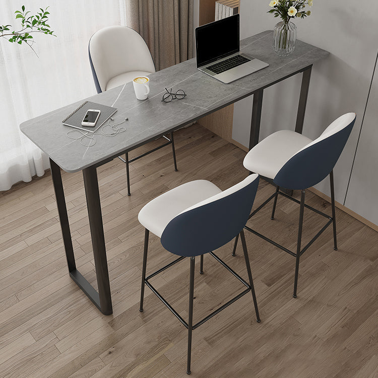 Modern Sintered Stone Top Rectangle Sled Bar Dining Table with Metal Base Clearhalo 'Bar Furniture' 'Bar Tables' 'bar_tables' 'furn' 'furn_bar_tables' 'Furniture' 'Kitchen & Dining Furniture' 7795598