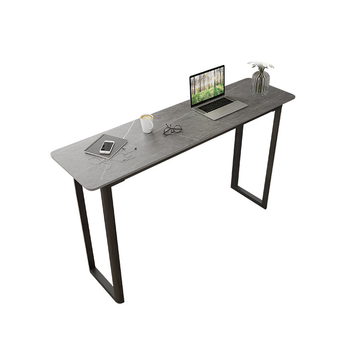 Modern Sintered Stone Top Rectangle Sled Bar Dining Table with Metal Base Grey Without Chairs Clearhalo 'Bar Furniture' 'Bar Tables' 'bar_tables' 'furn' 'furn_bar_tables' 'Furniture' 'Kitchen & Dining Furniture' 7795599