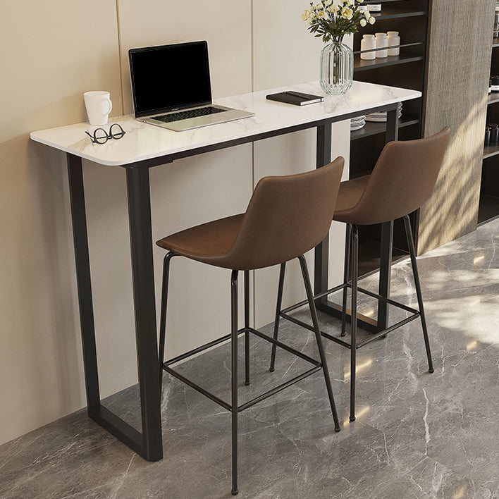 Modern Sintered Stone Top Rectangle Sled Bar Dining Table with Metal Base Clearhalo 'Bar Furniture' 'Bar Tables' 'bar_tables' 'furn' 'furn_bar_tables' 'Furniture' 'Kitchen & Dining Furniture' 7795602