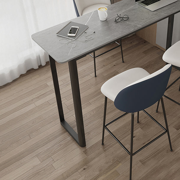 Modern Sintered Stone Top Rectangle Sled Bar Dining Table with Metal Base Clearhalo 'Bar Furniture' 'Bar Tables' 'bar_tables' 'furn' 'furn_bar_tables' 'Furniture' 'Kitchen & Dining Furniture' 7795605