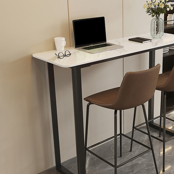 Modern Sintered Stone Top Rectangle Sled Bar Dining Table with Metal Base Clearhalo 'Bar Furniture' 'Bar Tables' 'bar_tables' 'furn' 'furn_bar_tables' 'Furniture' 'Kitchen & Dining Furniture' 7795607