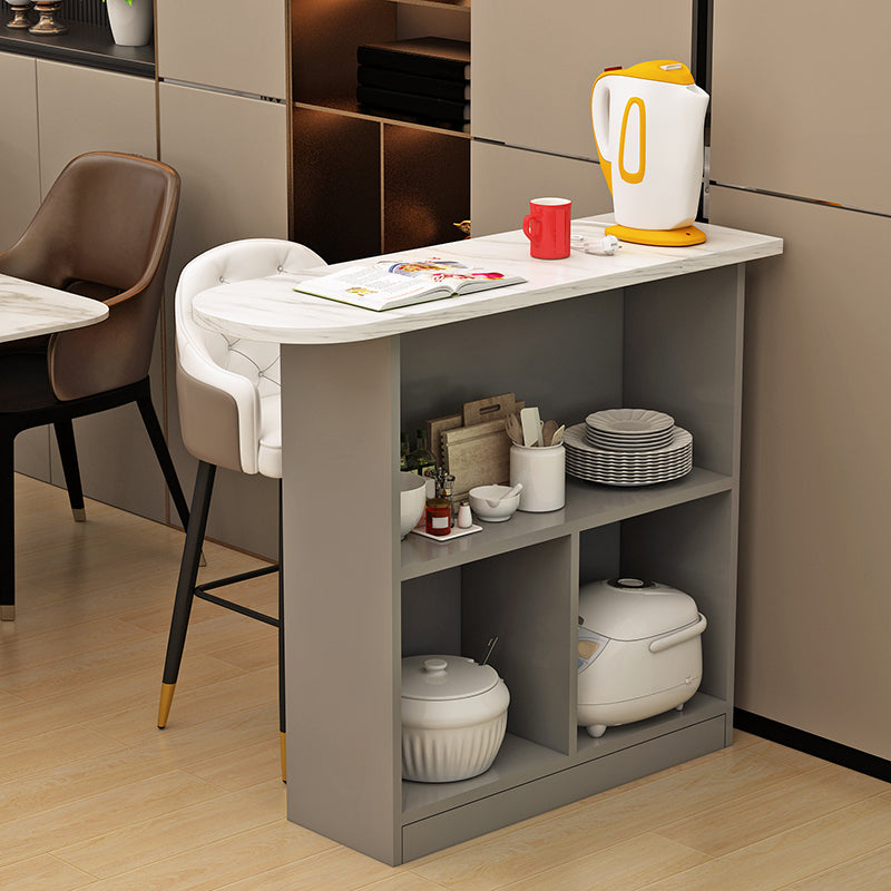 Contemporary Style Wood Specialty Patio Bar Table for Living Room White-Gray Without Chairs Clearhalo 'Bar Furniture' 'Bar Tables' 'bar_tables' 'furn' 'furn_bar_tables' 'Furniture' 'Kitchen & Dining Furniture' 7795690