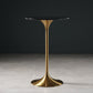 Contemporary Round Pedestal Bar Dining Table with Metal Base 19.7"L x 19.7"W x 41.3"H Black-Gold Without Chairs Clearhalo 'Bar Furniture' 'Bar Tables' 'bar_tables' 'furn' 'furn_bar_tables' 'Furniture' 'Kitchen & Dining Furniture' 7795715