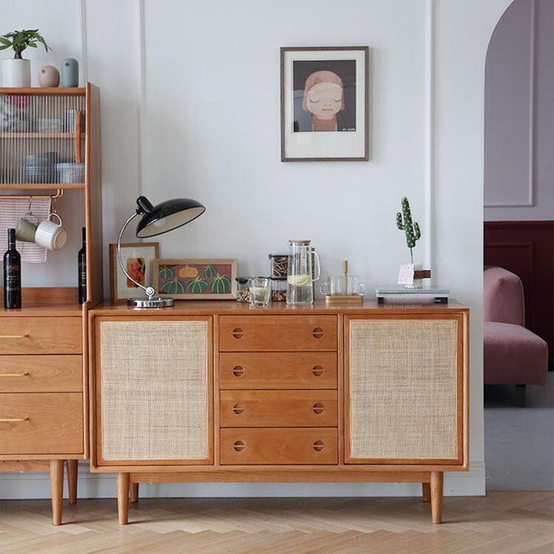 Mobile sideboard della porta della rattan contemporanea con archiviazione per uso domestico
