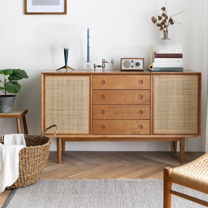 Mobile sideboard della porta della rattan contemporanea con archiviazione per uso domestico