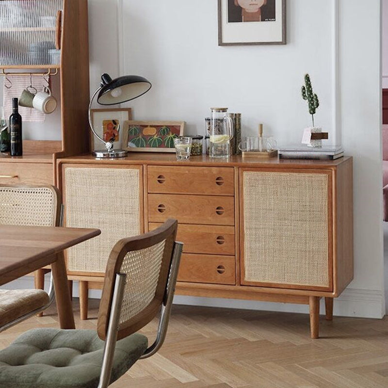 Mobile sideboard della porta della rattan contemporanea con archiviazione per uso domestico