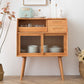 Modern Style Storage Solid Wood Sideboard Cabinet with Glass Doors and Drawers