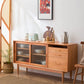 Nordic Style Storage Solid Wood Sideboard Cabinet with Glass Doors Clearhalo 'buffet_sideboard' 'Buffets & Sideboards' 'furn' 'furn_buffet_sideboard' 'Furniture' 'Kitchen & Dining Furniture' 7795838
