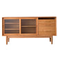 Nordic Style Storage Solid Wood Sideboard Cabinet with Glass Doors 59.1"L x 16.1"W x 31.5"H Cherry Wood Clearhalo 'buffet_sideboard' 'Buffets & Sideboards' 'furn' 'furn_buffet_sideboard' 'Furniture' 'Kitchen & Dining Furniture' 7795841