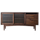 Nordic Style Storage Solid Wood Sideboard Cabinet with Glass Doors 70.9"L x 16.1"W x 31.5"H Walnut Clearhalo 'buffet_sideboard' 'Buffets & Sideboards' 'furn' 'furn_buffet_sideboard' 'Furniture' 'Kitchen & Dining Furniture' 7795843