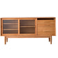 Nordic Style Storage Solid Wood Sideboard Cabinet with Glass Doors 70.9"L x 16.1"W x 31.5"H Cherry Wood Clearhalo 'buffet_sideboard' 'Buffets & Sideboards' 'furn' 'furn_buffet_sideboard' 'Furniture' 'Kitchen & Dining Furniture' 7795845