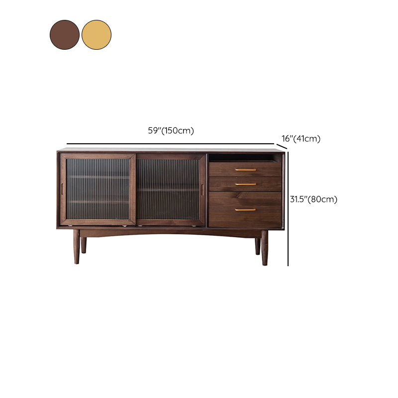 Nordic Style Storage Solid Wood Sideboard Cabinet with Glass Doors Clearhalo 'buffet_sideboard' 'Buffets & Sideboards' 'furn' 'furn_buffet_sideboard' 'Furniture' 'Kitchen & Dining Furniture' 7795852