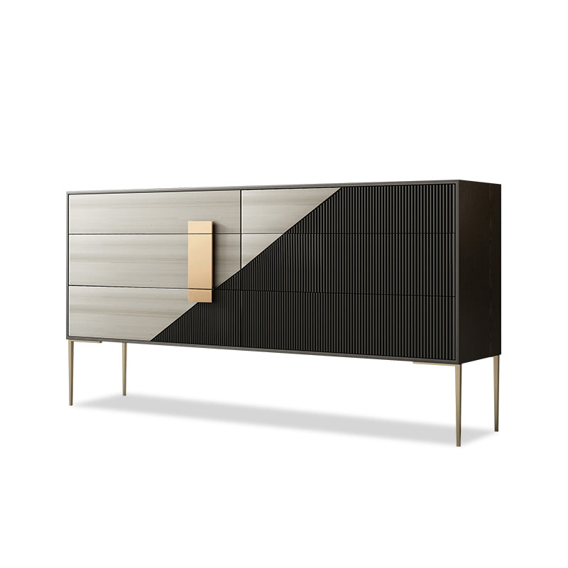 Contemporary Style Ash Wood Storage Sideboard Cabinet with Drawers Black 6 Clearhalo 'buffet_sideboard' 'Buffets & Sideboards' 'furn' 'furn_buffet_sideboard' 'Furniture' 'Kitchen & Dining Furniture' 7795870