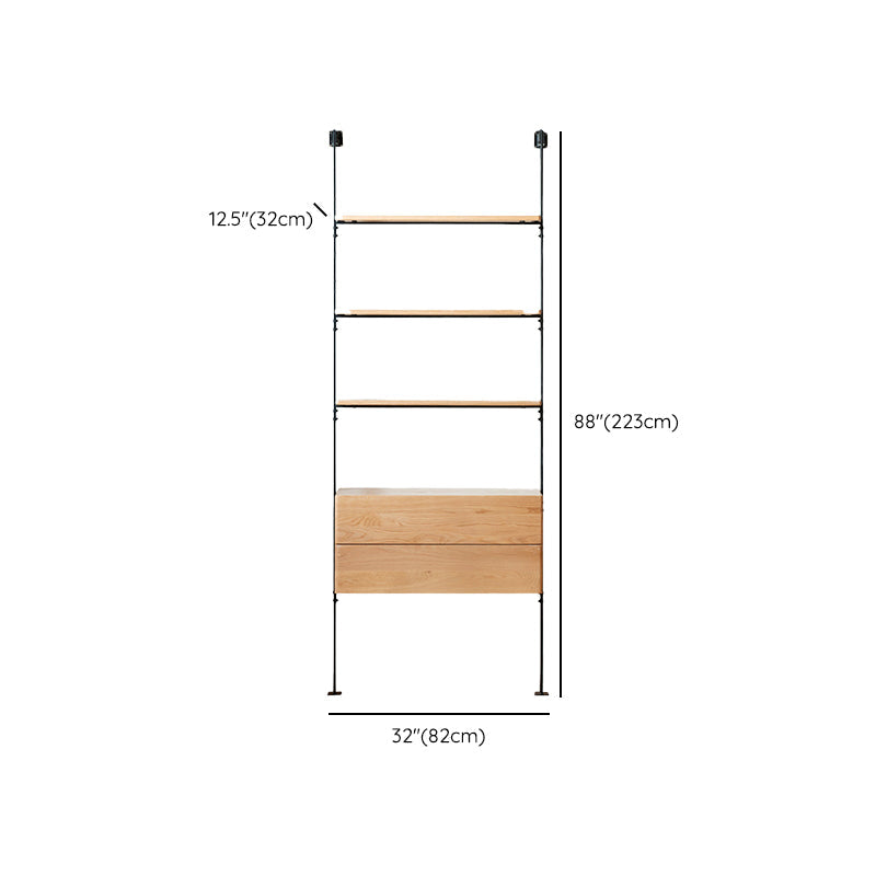 Display soggiorno industriale Multi-shelf montato a parete in naturale