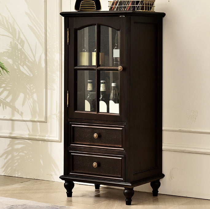 Porte de sol en bois de bouteille traditionnel en bois massif avec étagères de rangement en marron