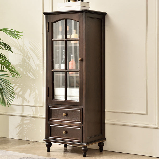 Porte de sol en bois de bouteille traditionnel en bois massif avec étagères de rangement en marron