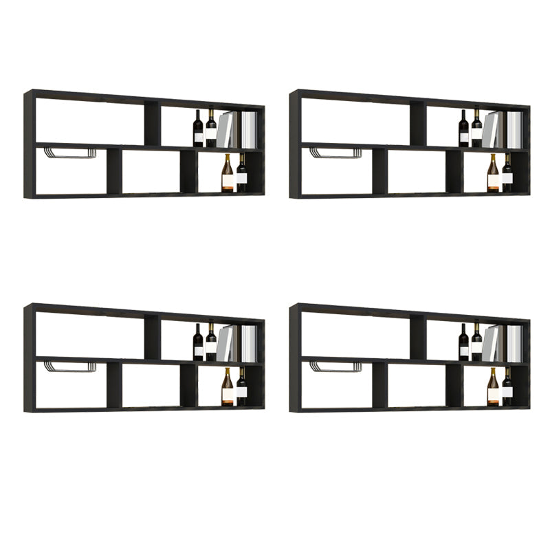 Porta bottiglia in legno fabbricato muro di stile moderno montato con scaffale