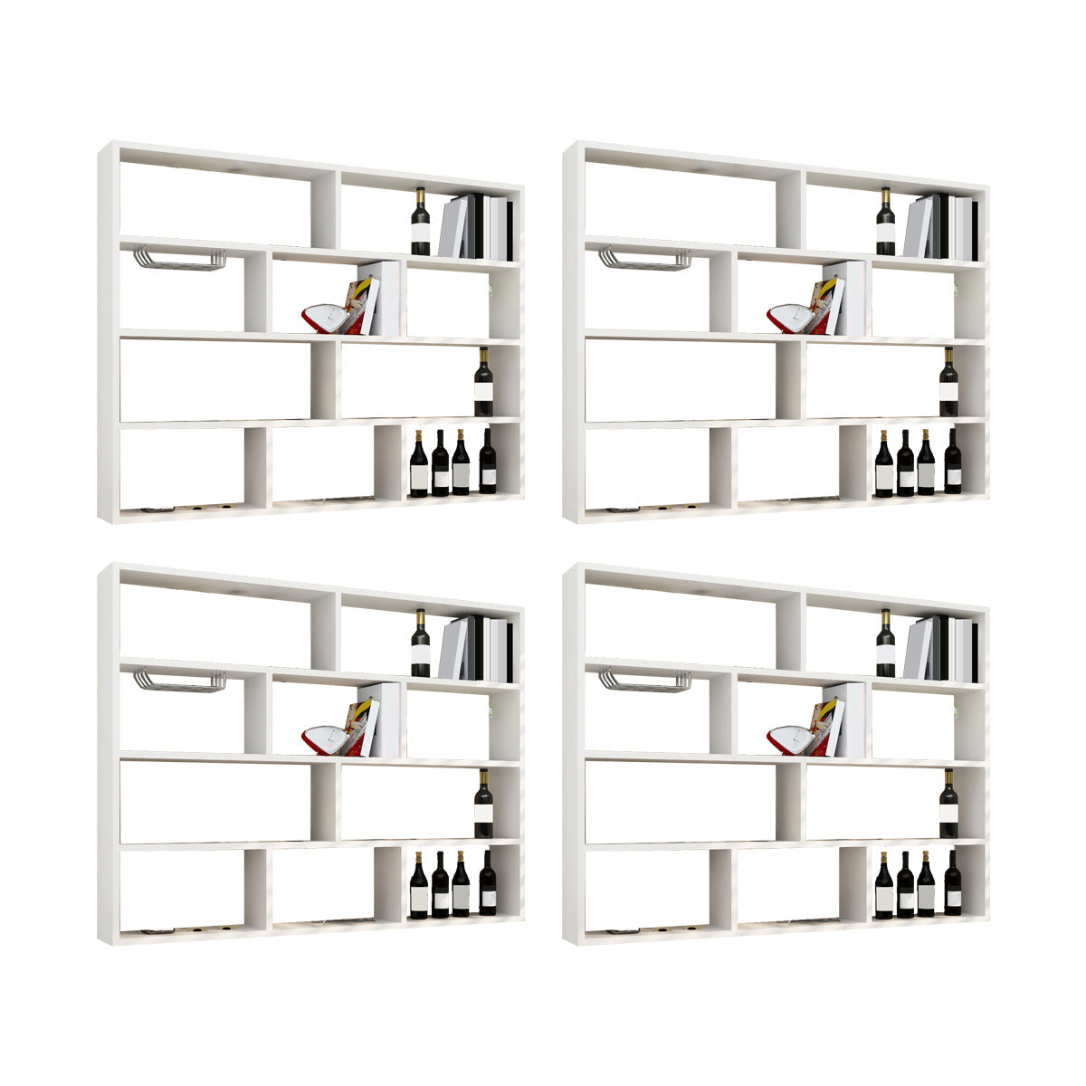 Porta bottiglia in legno fabbricato muro di stile moderno montato con scaffale