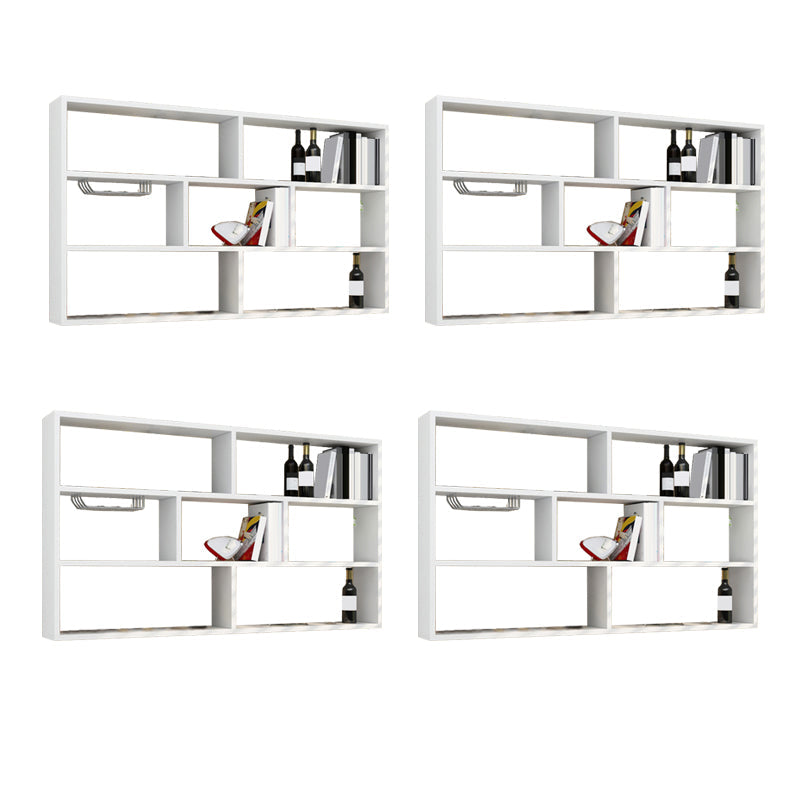 Porta bottiglia in legno fabbricato muro di stile moderno montato con scaffale