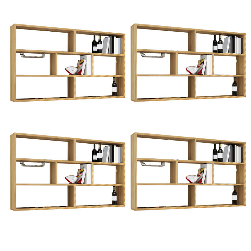 Porta bottiglia in legno fabbricato muro di stile moderno montato con scaffale