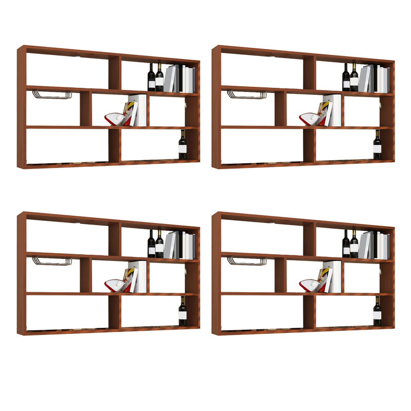 Porta bottiglia in legno fabbricato muro di stile moderno montato con scaffale