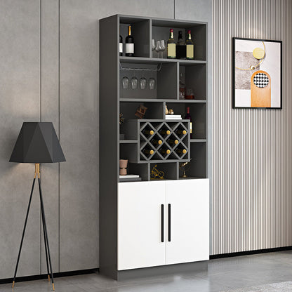 Moderne stijl gefabriceerde houten vloerwijnhouder met opbergplanken