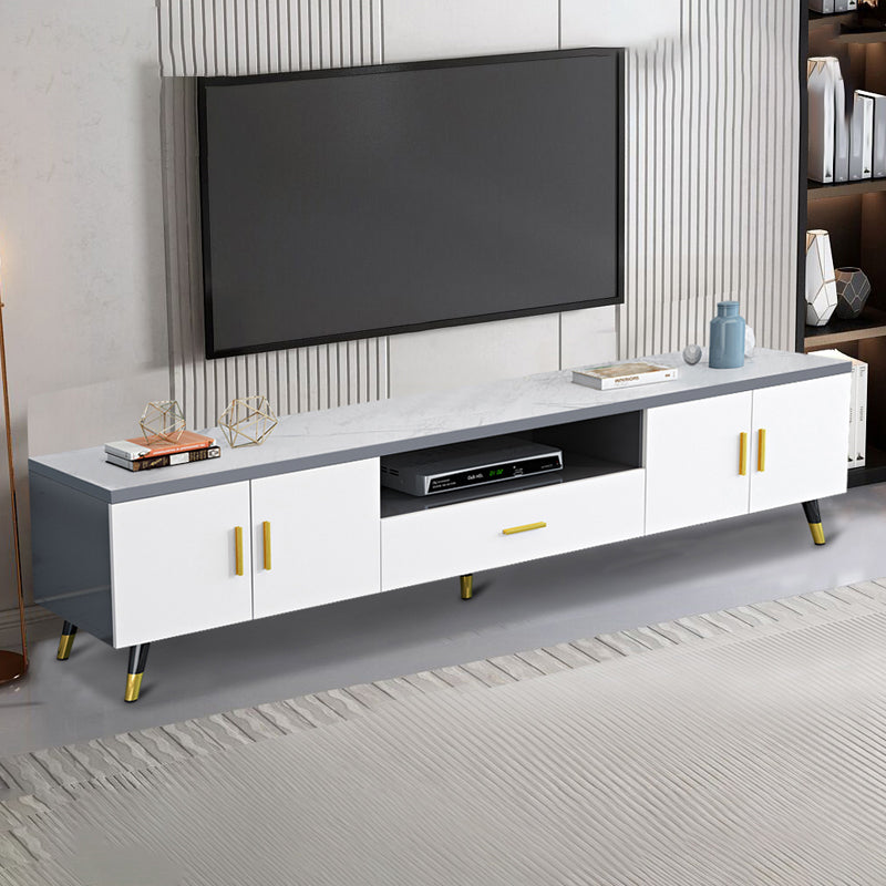 Wooden TV Media Console Glam Media Console TV Stand with Drawer Grey Clearhalo 'furn' 'furn_tv_stands_entertainment_centers' 'Furniture' 'Living Room Furniture' 'TV Stands & Entertainment Centers' 'TV Stands & Media Storage Furniture' 'tv_stands_entertainment_centers' 7798054
