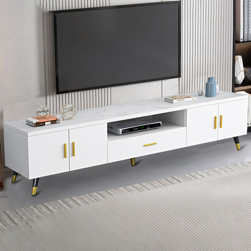 Wooden TV Media Console Glam Media Console TV Stand with Drawer White Clearhalo 'furn' 'furn_tv_stands_entertainment_centers' 'Furniture' 'Living Room Furniture' 'TV Stands & Entertainment Centers' 'TV Stands & Media Storage Furniture' 'tv_stands_entertainment_centers' 7798056