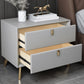 Contemporary Night Table Leather Bed Nightstand with 2 Drawers