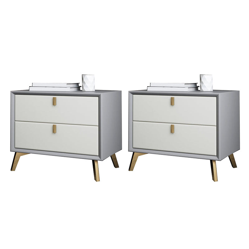 Contemporary Night Table Leather Bed Nightstand with 2 Drawers
