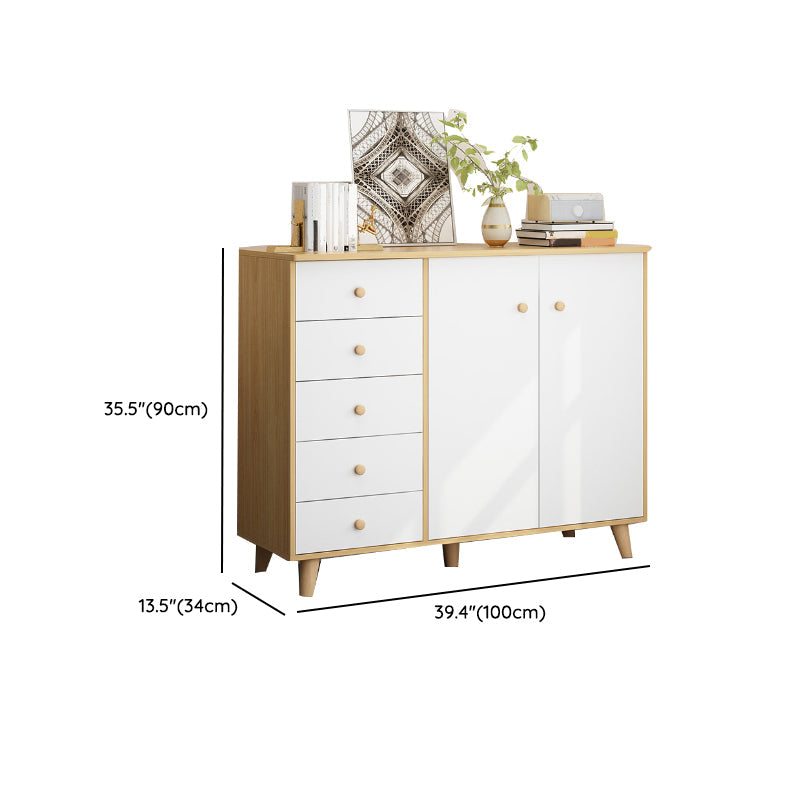 Scandinavian Natural Wood Storage Chest with Drawers for Home