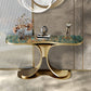 Glam Free Form Console Accent Table with Stainless Steel Bracket for Hall