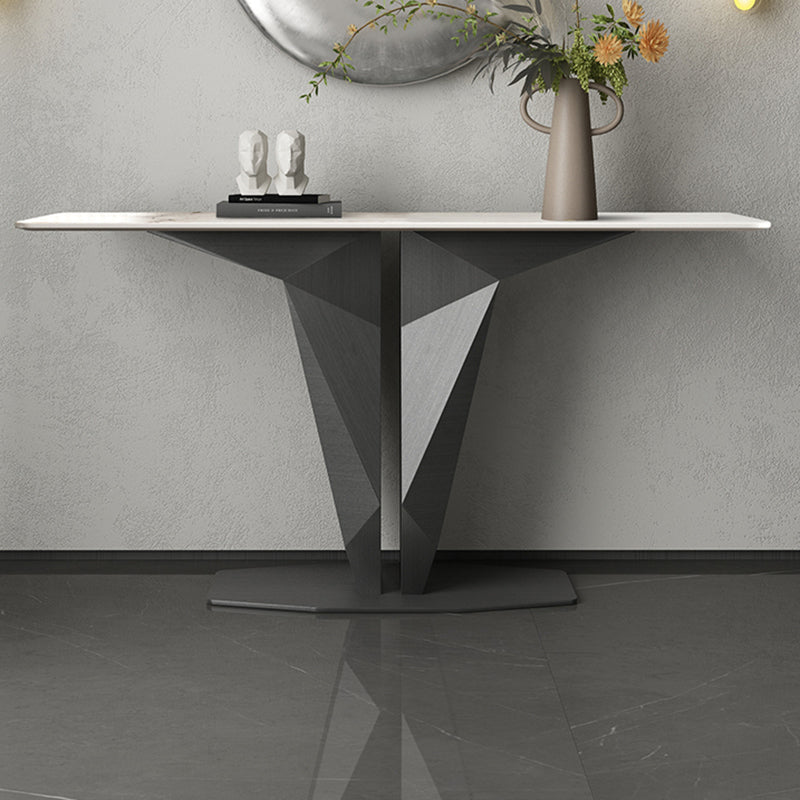 Glam Rectangle Console Table with Stain Resistant Stone for Hall